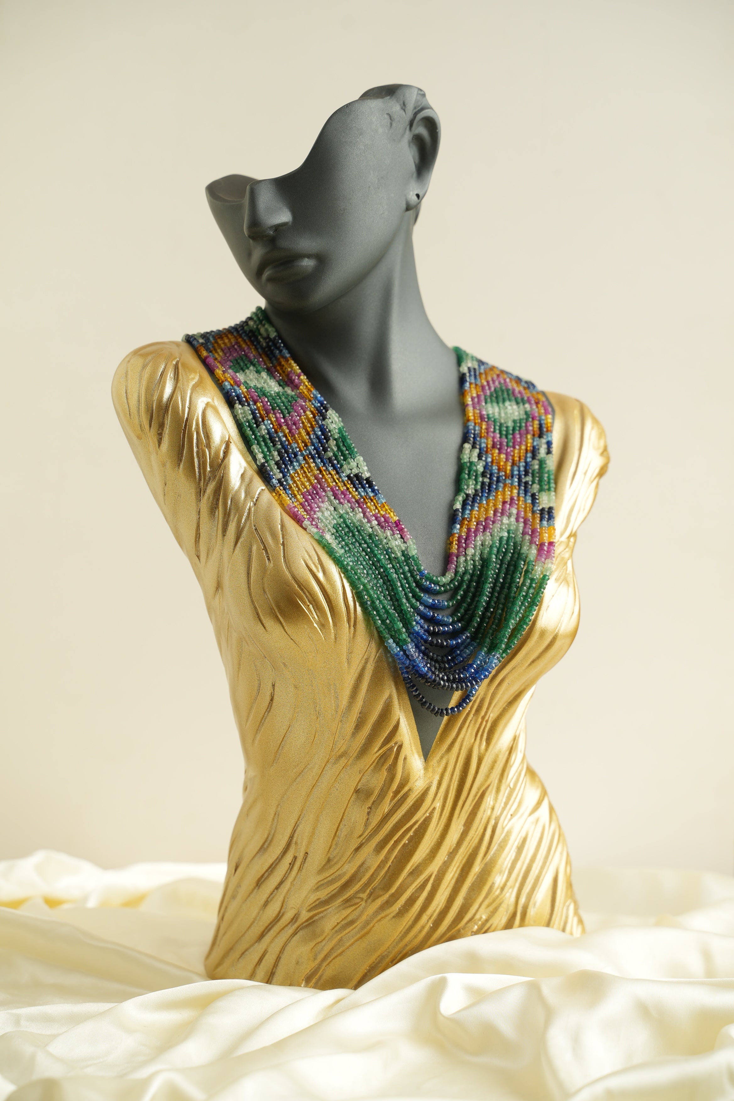 13 SIRALI DOĞAL TAŞ YAKUT ZÜMRÜT SAFİR - DGLTS 104