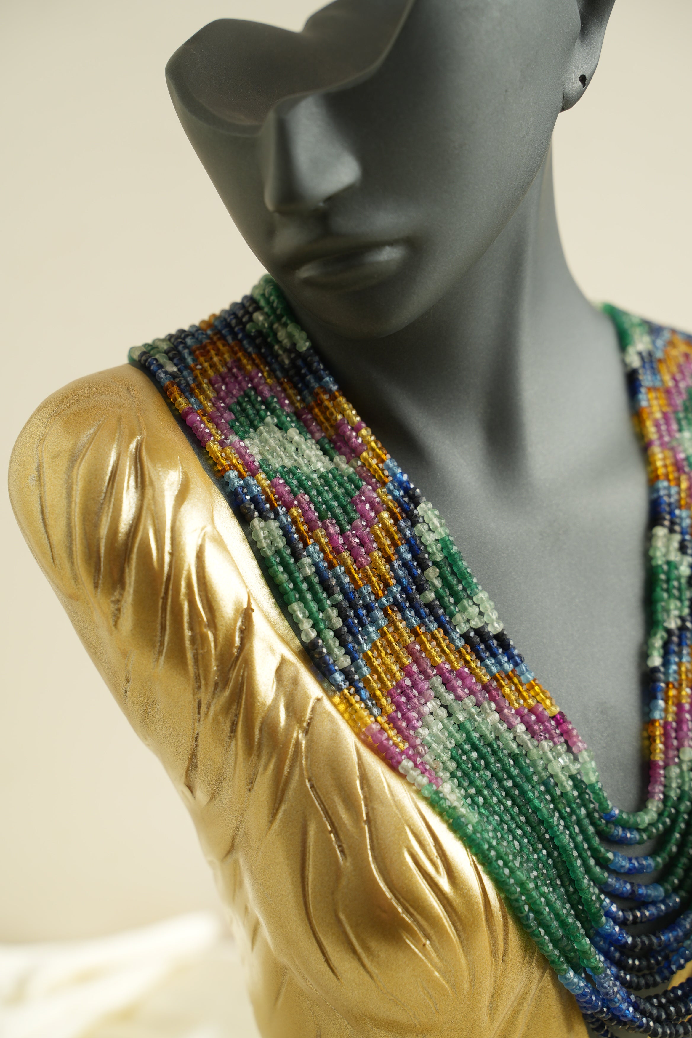 13 SIRALI DOĞAL TAŞ YAKUT ZÜMRÜT SAFİR - DGLTS 104