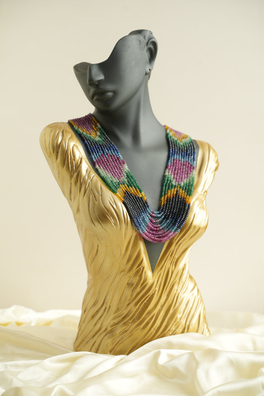 11 SIRALI DOĞAL TAŞ YAKUT ZÜMRÜT SAFİR - DGLTS 105