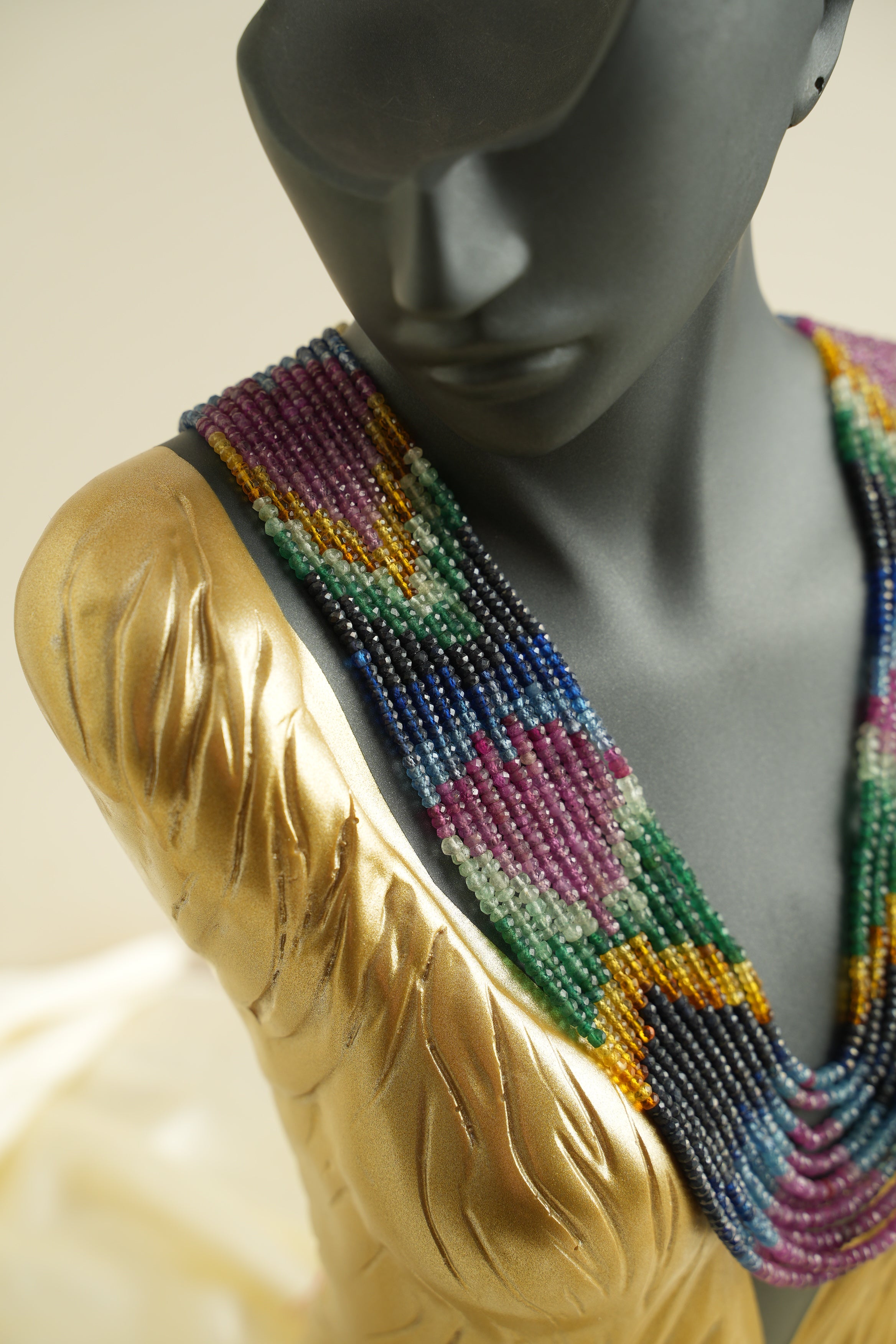 11 SIRALI DOĞAL TAŞ YAKUT ZÜMRÜT SAFİR - DGLTS 105