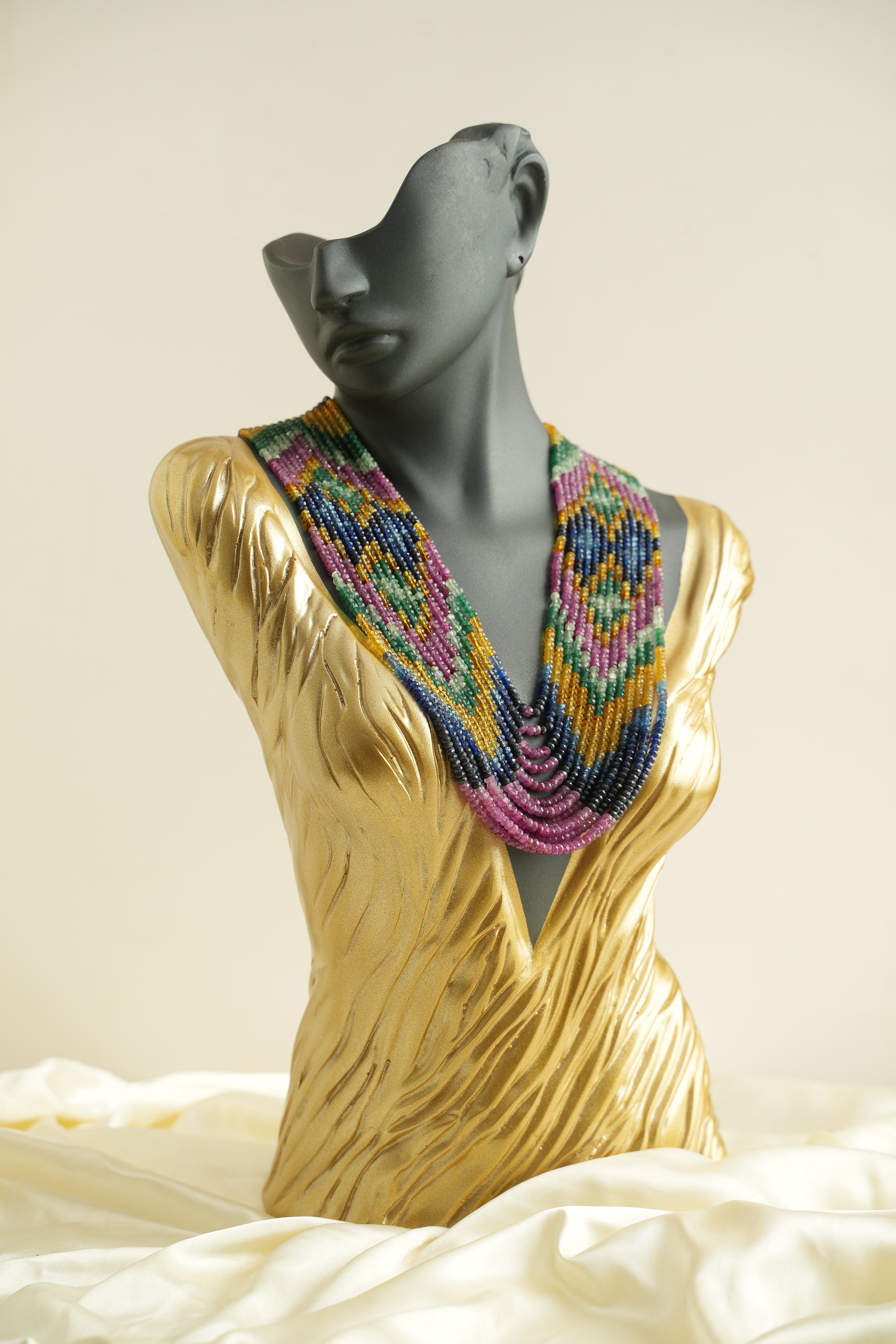 13 SIRALI DOĞAL TAŞ YAKUT ZÜMRÜT SAFİR - DGLTS 106