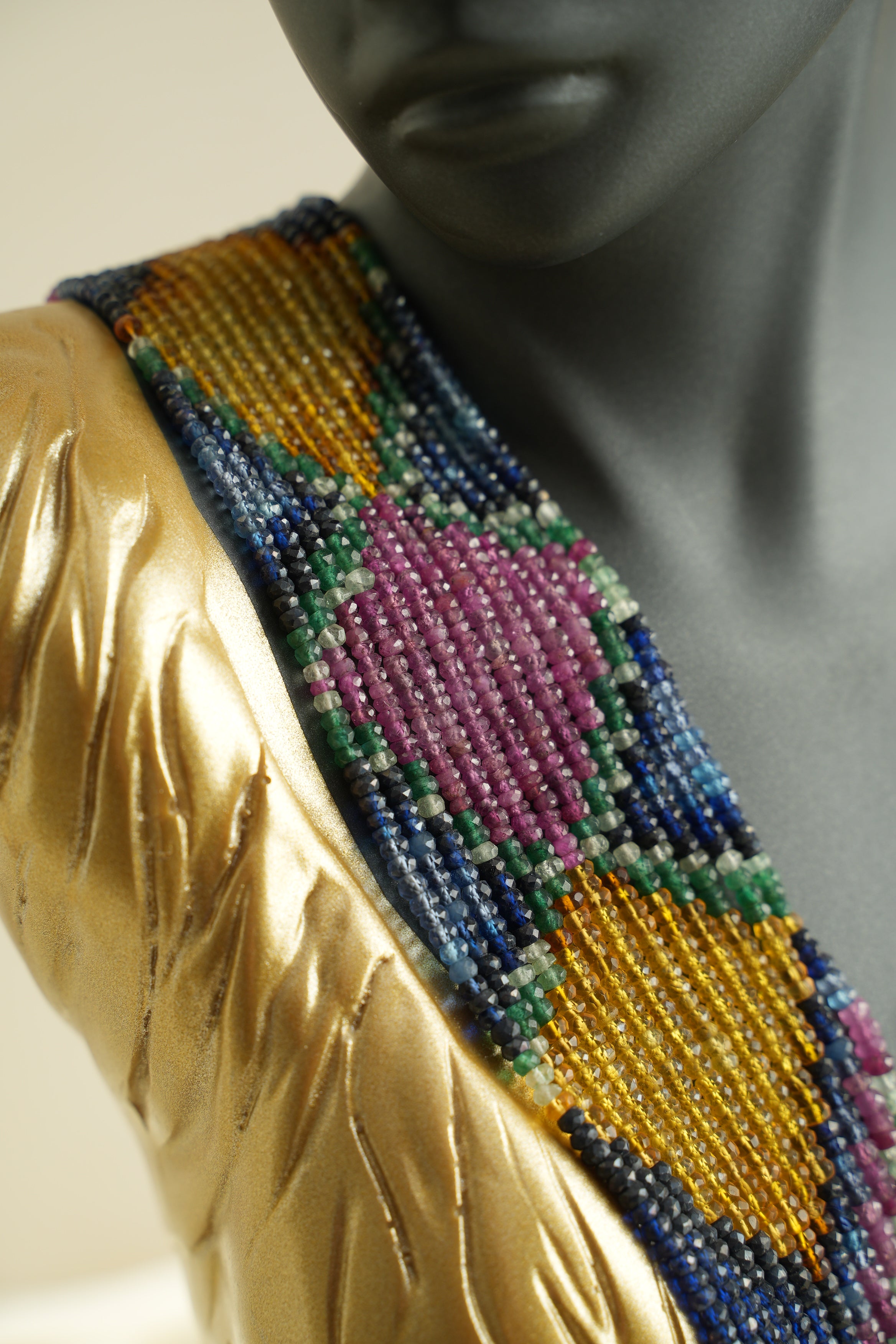 13 SIRALI DOĞAL TAŞ YAKUT ZÜMRÜT SAFİR - DGLTS 107