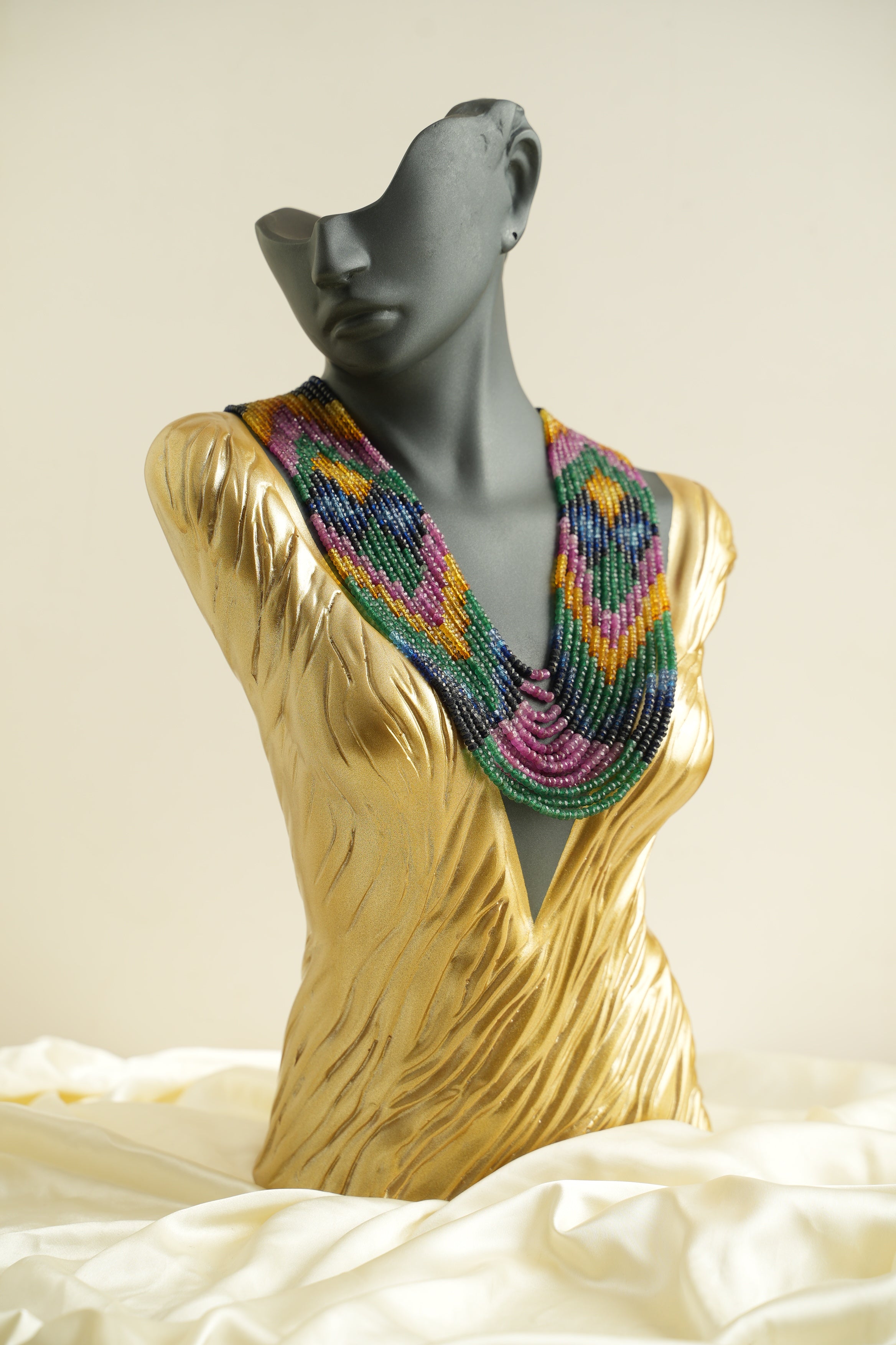 13 SIRALI DOĞAL TAŞ YAKUT ZÜMRÜT SAFİR - DGLTS 108