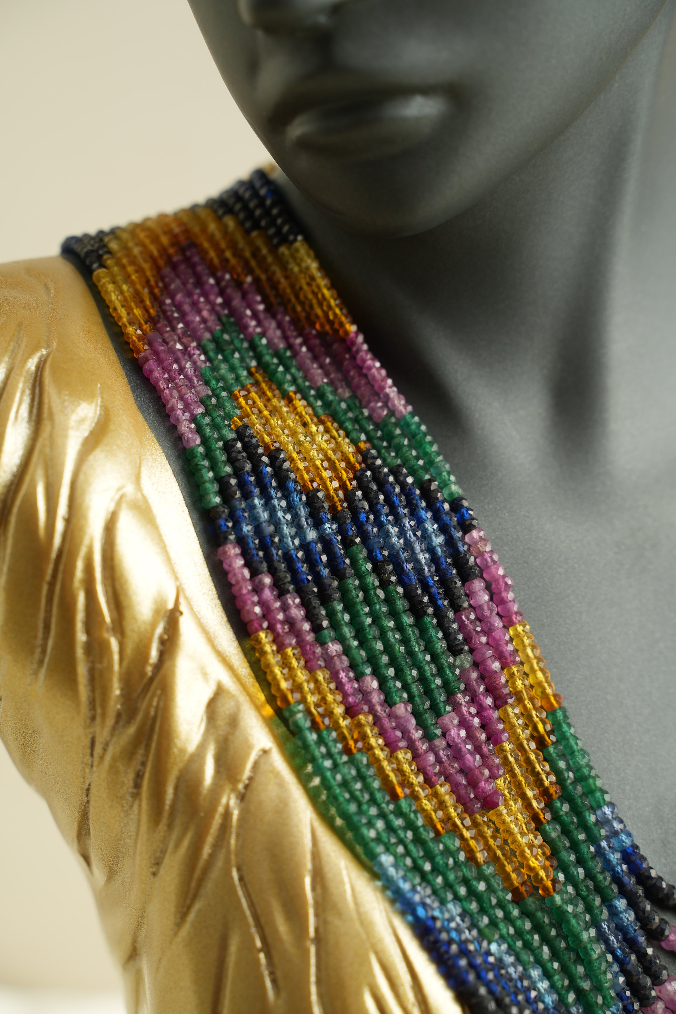 13 SIRALI DOĞAL TAŞ YAKUT ZÜMRÜT SAFİR - DGLTS 108