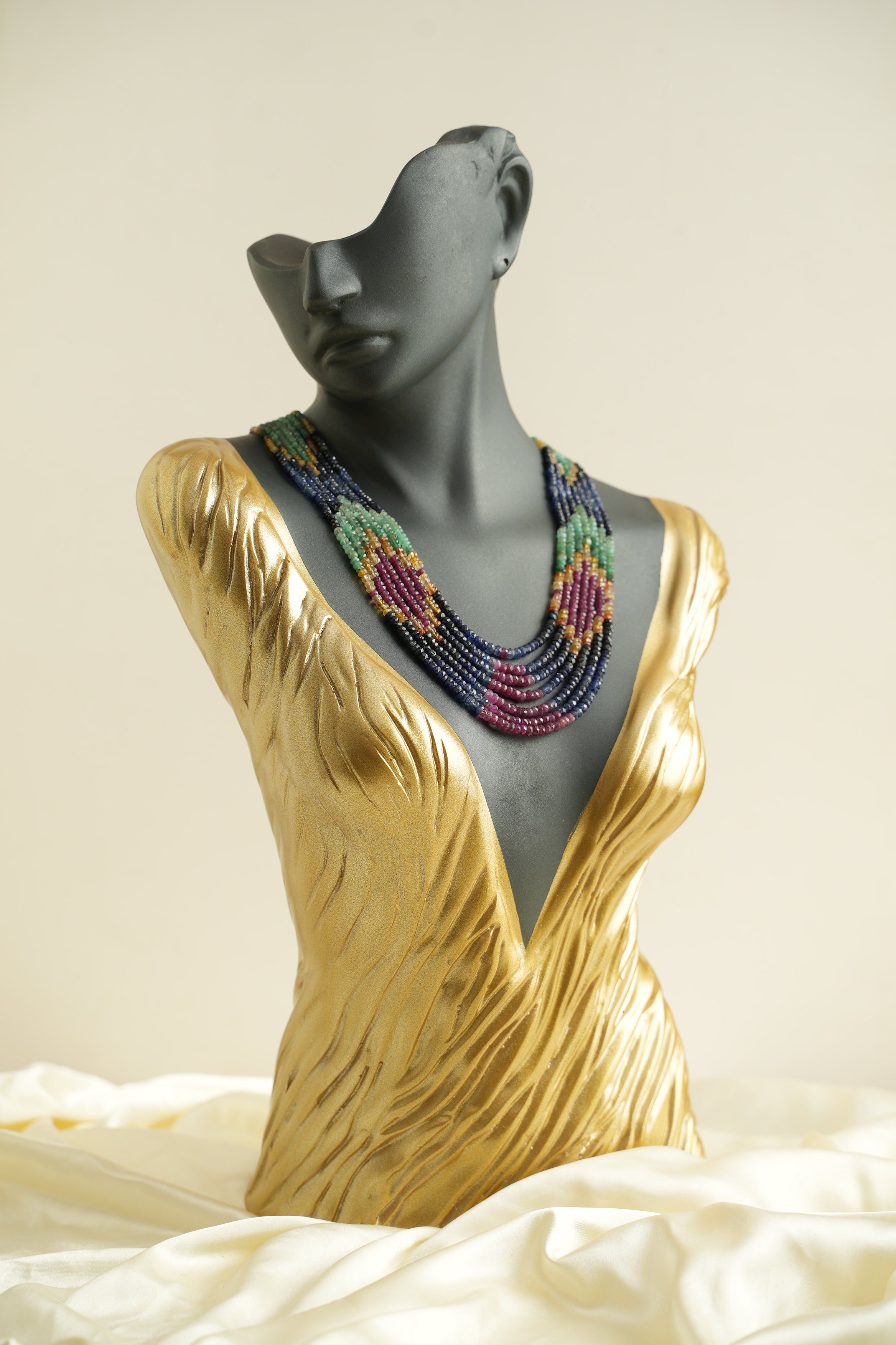 7 SIRALI DOĞAL TAŞ YAKUT ZÜMRÜT SAFİR - DGLTS 109