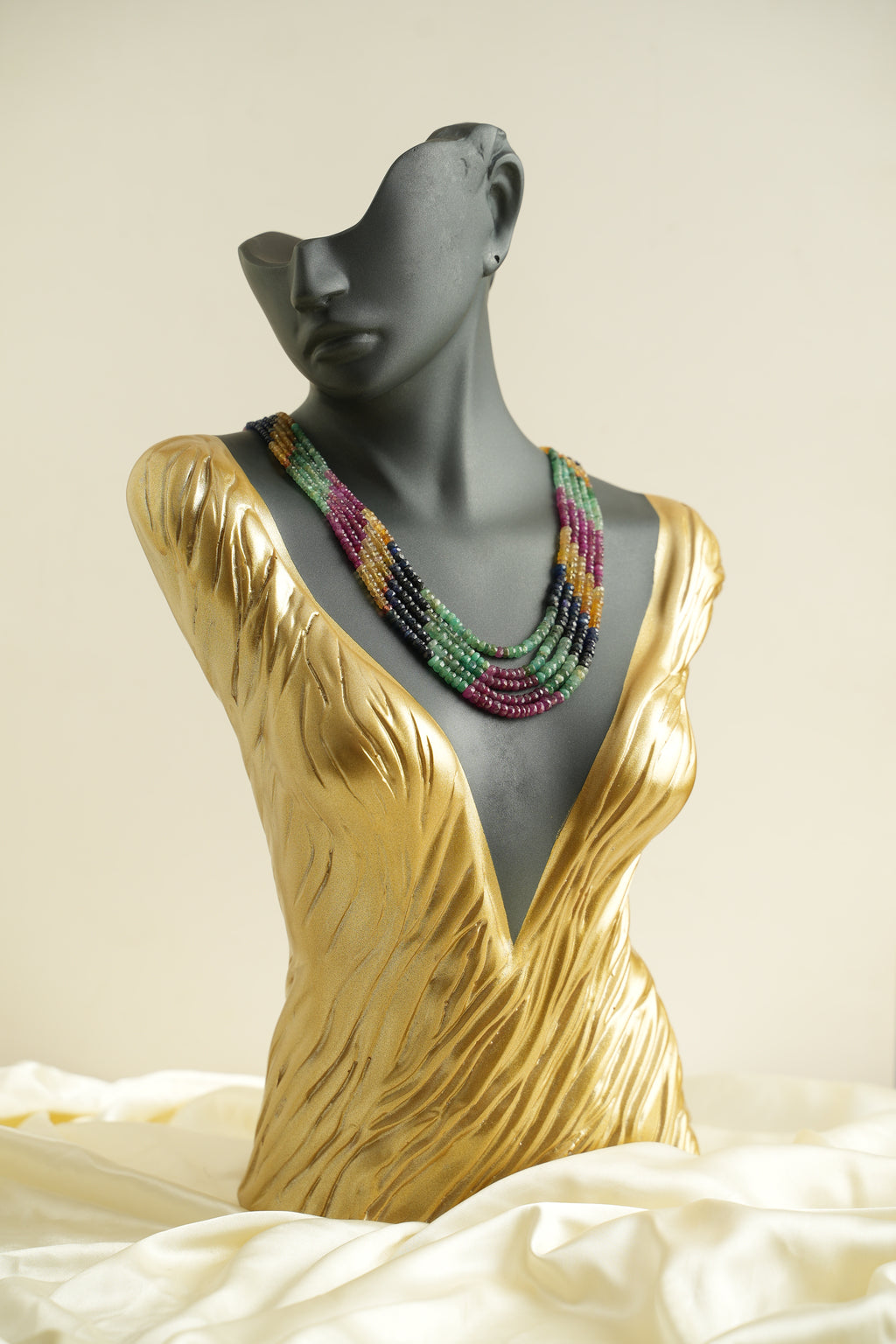 5 SIRALI DOĞAL TAŞ YAKUT ZÜMRÜT SAFİR - DGLTS 112