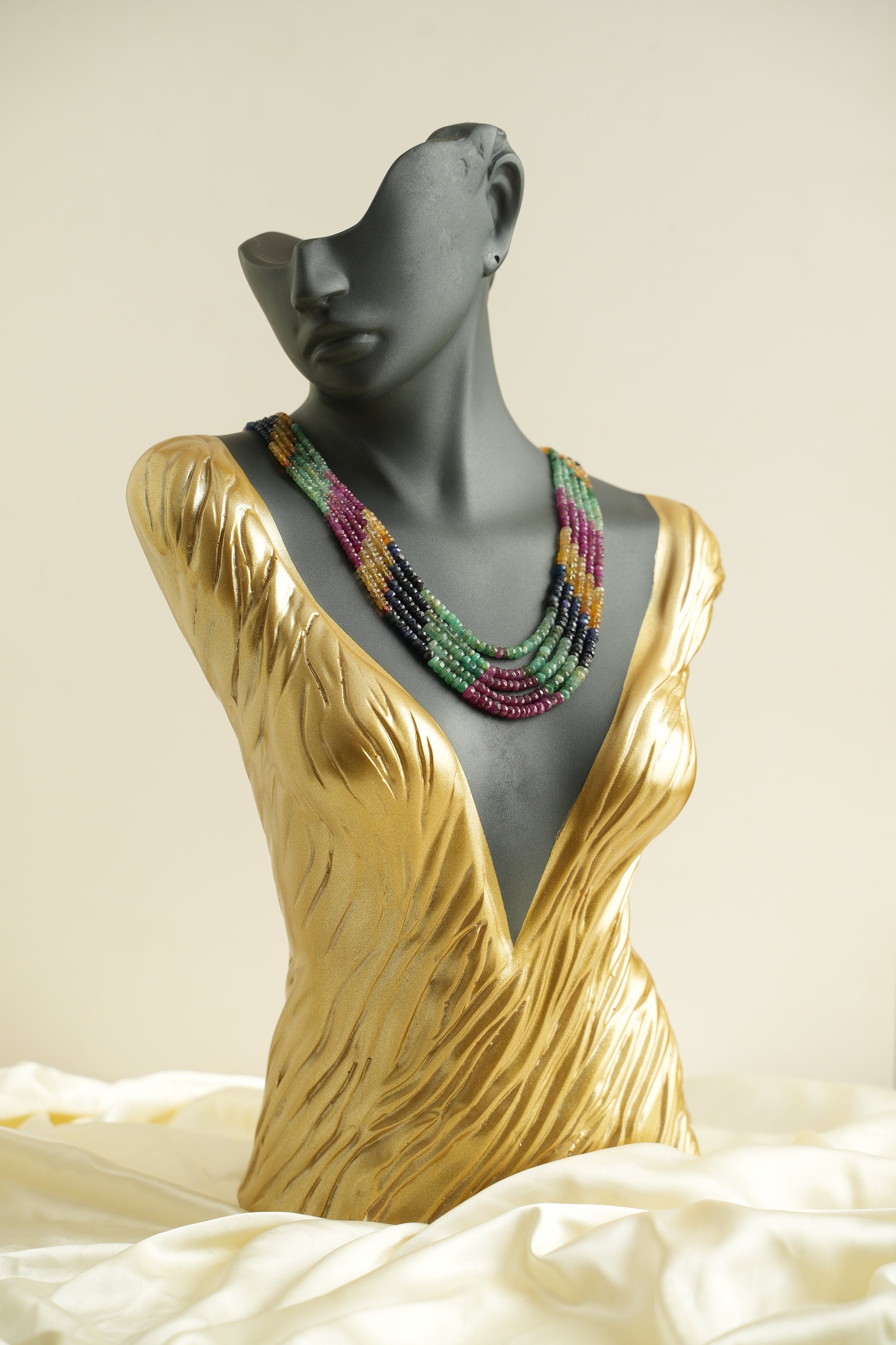 5 SIRALI DOĞAL TAŞ YAKUT ZÜMRÜT SAFİR - DGLTS 112