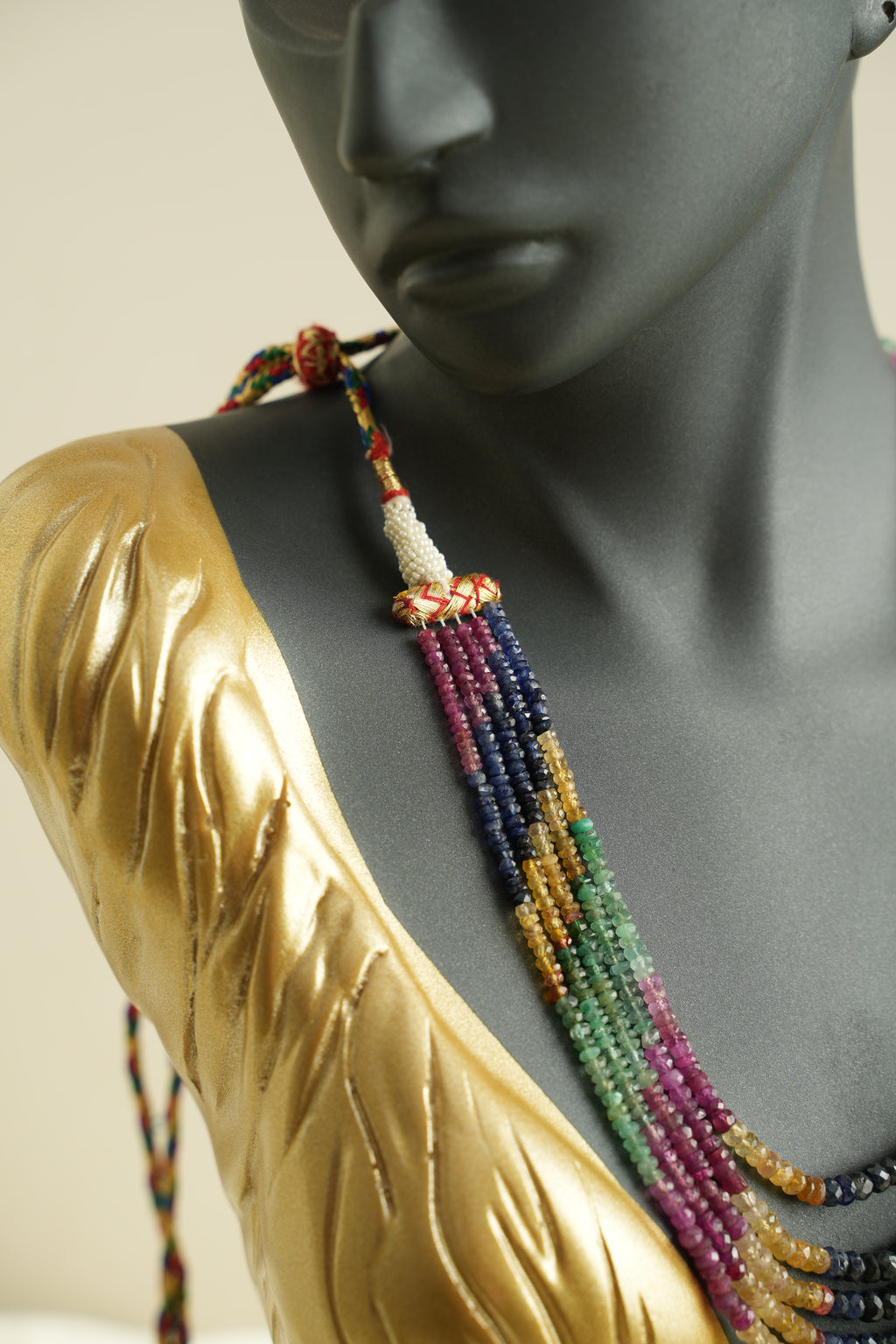 5 SIRALI DOĞAL TAŞ YAKUT ZÜMRÜT SAFİR - DGLTS 112