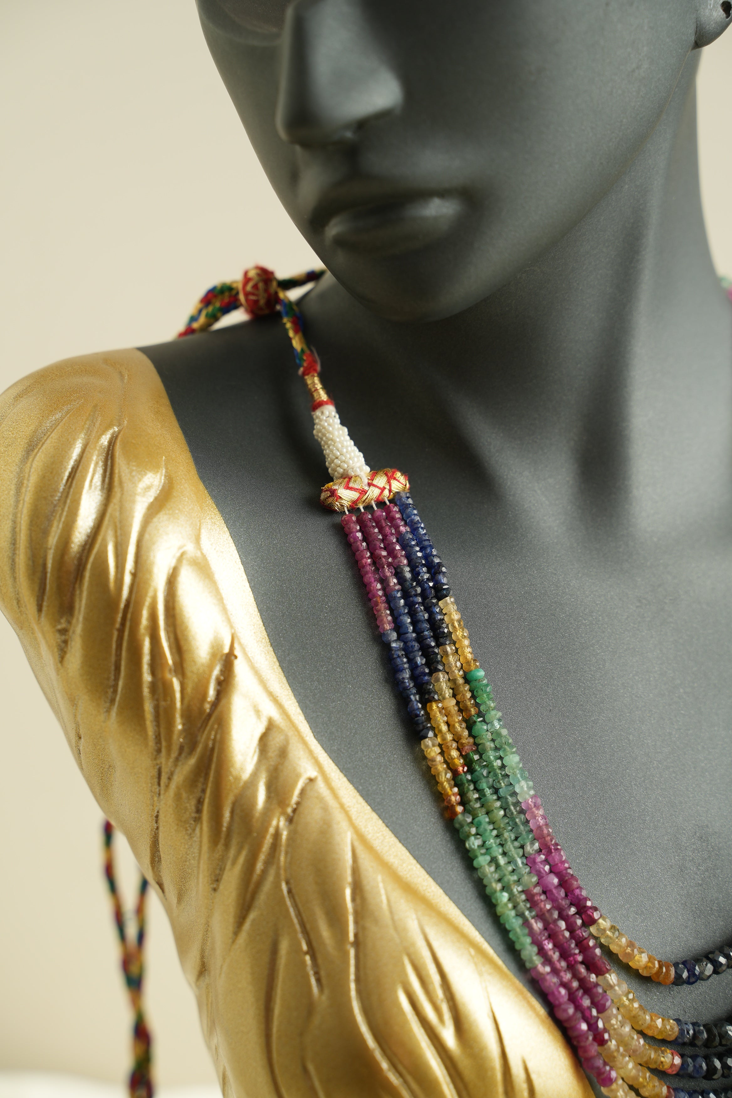 5 SIRALI DOĞAL TAŞ YAKUT ZÜMRÜT SAFİR - DGLTS 112