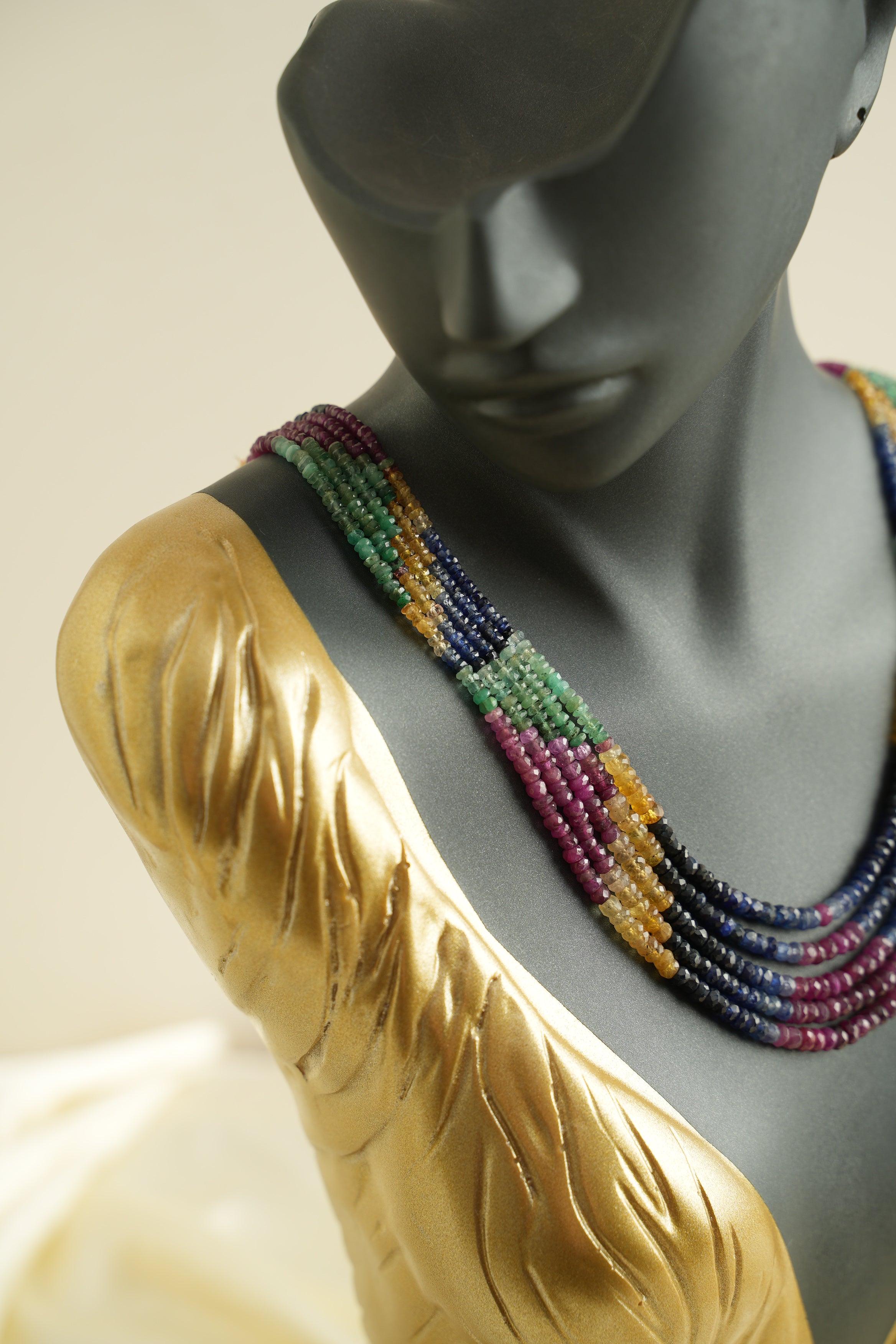 5 SIRALI DOĞAL TAŞ YAKUT ZÜMRÜT SAFİR - DGLTS 113