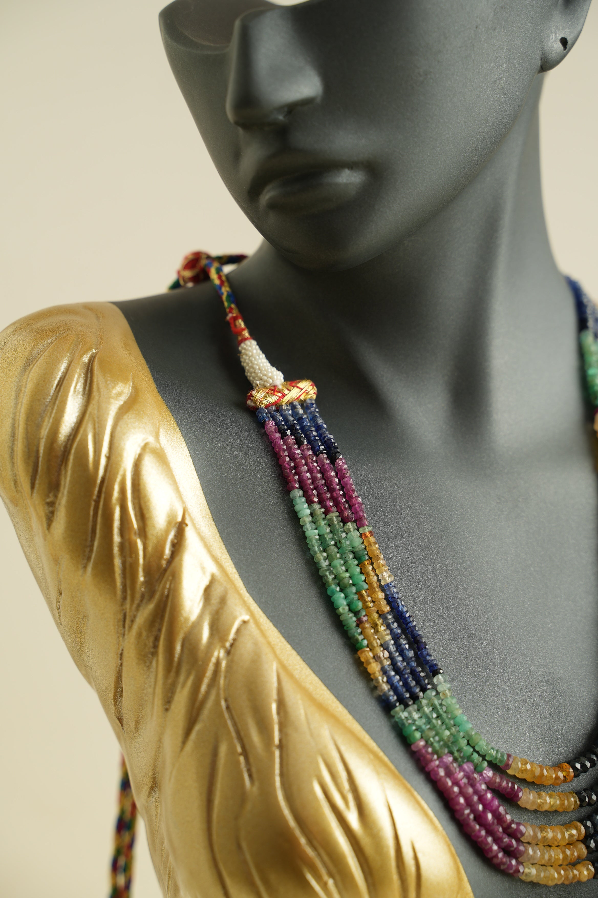 5 SIRALI DOĞAL TAŞ YAKUT ZÜMRÜT SAFİR - DGLTS 113