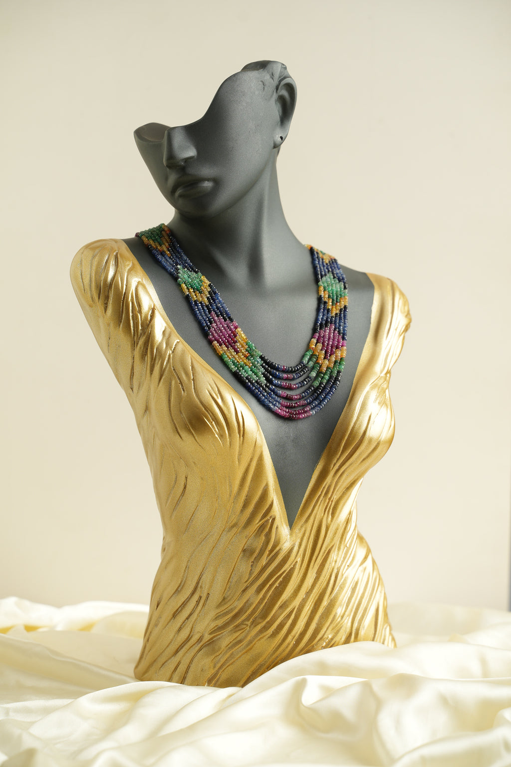 7 SIRALI DOĞAL TAŞ ZÜMRÜT YAKUT SAFİR - DGLTS 117