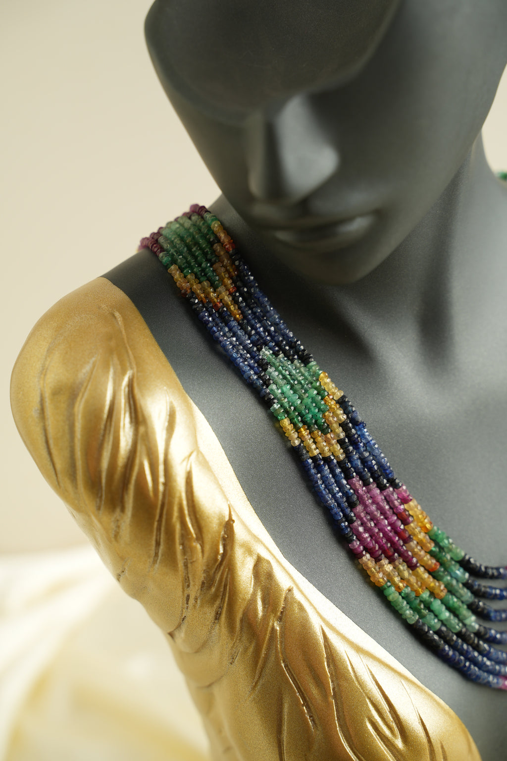 7 SIRALI DOĞAL TAŞ ZÜMRÜT YAKUT SAFİR - DGLTS 117