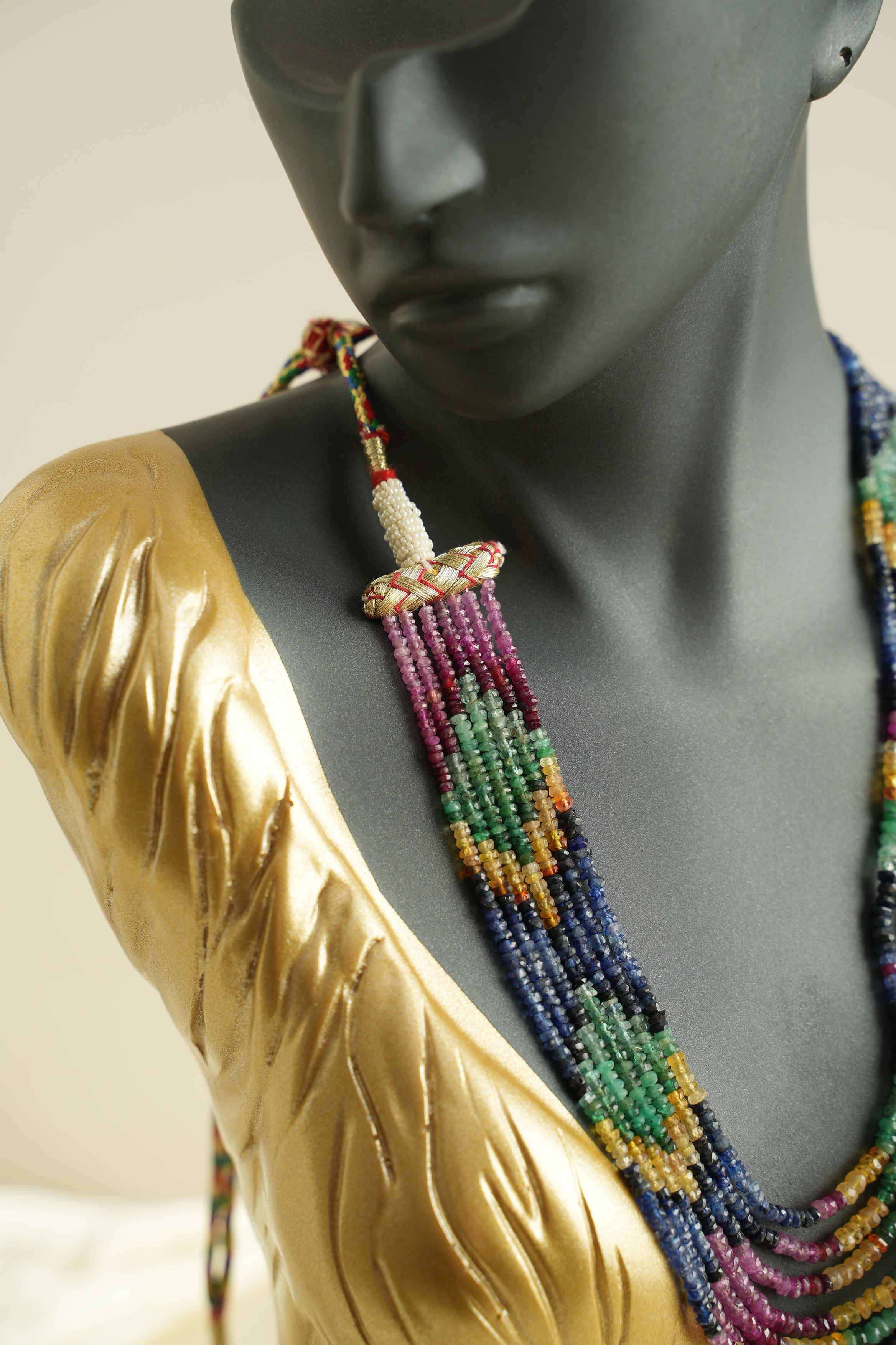 7 SIRALI DOĞAL TAŞ ZÜMRÜT YAKUT SAFİR - DGLTS 117