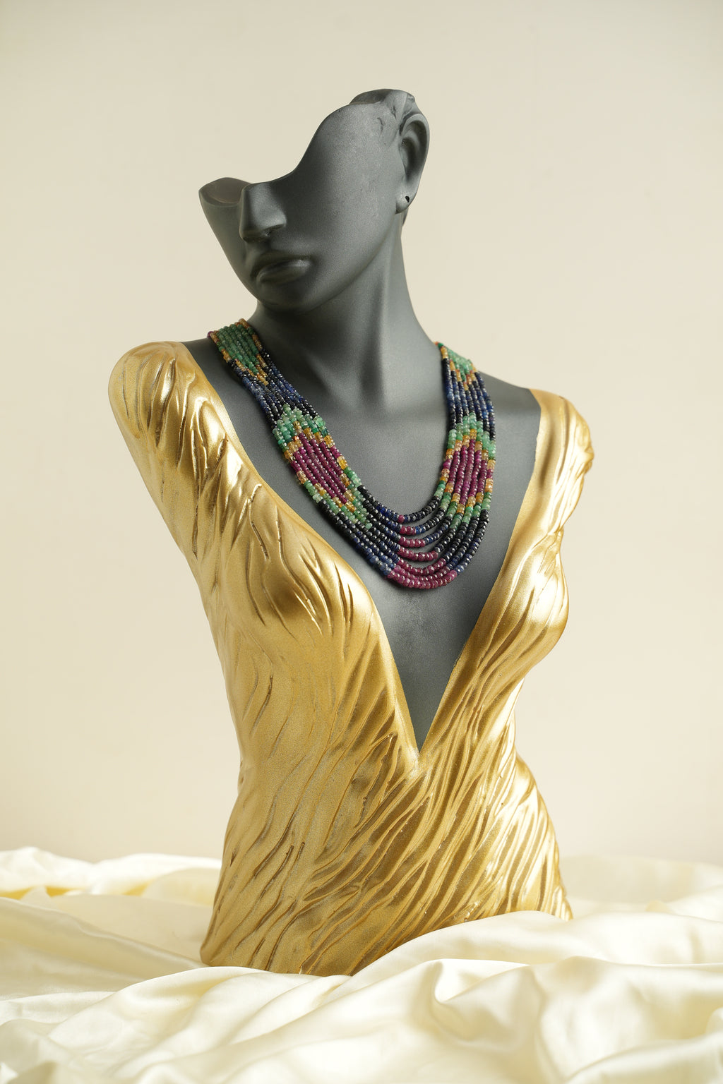 7 SIRALI DOĞAL TAŞ ZÜMRÜT YAKUT SAFİR - DGLTS 118