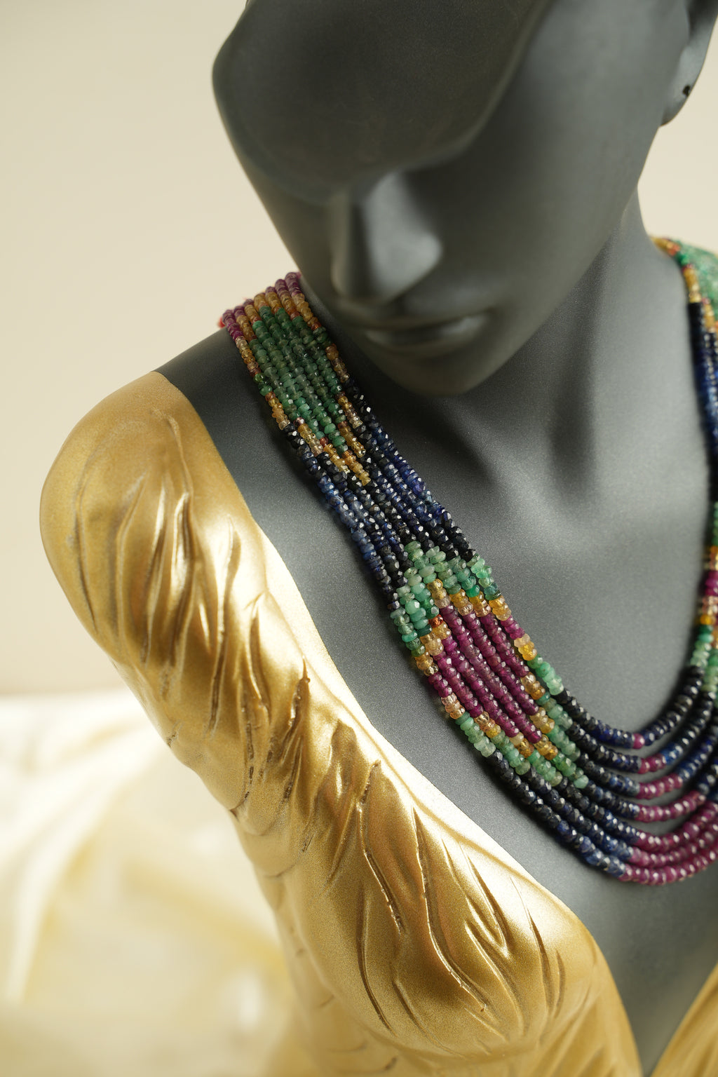 7 SIRALI DOĞAL TAŞ ZÜMRÜT YAKUT SAFİR - DGLTS 118