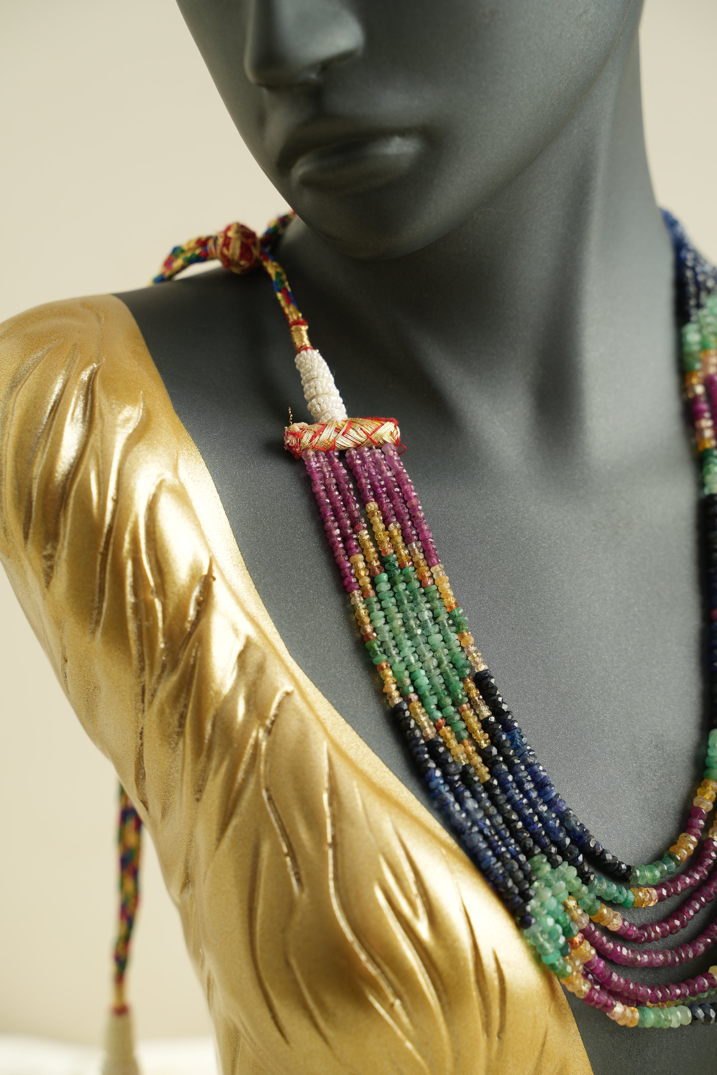 7 SIRALI DOĞAL TAŞ ZÜMRÜT YAKUT SAFİR - DGLTS 118