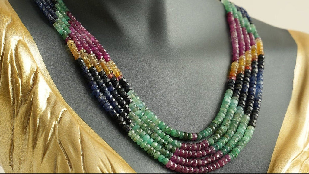 5 SIRALI DOĞAL TAŞ YAKUT ZÜMRÜT SAFİR - DGLTS 103