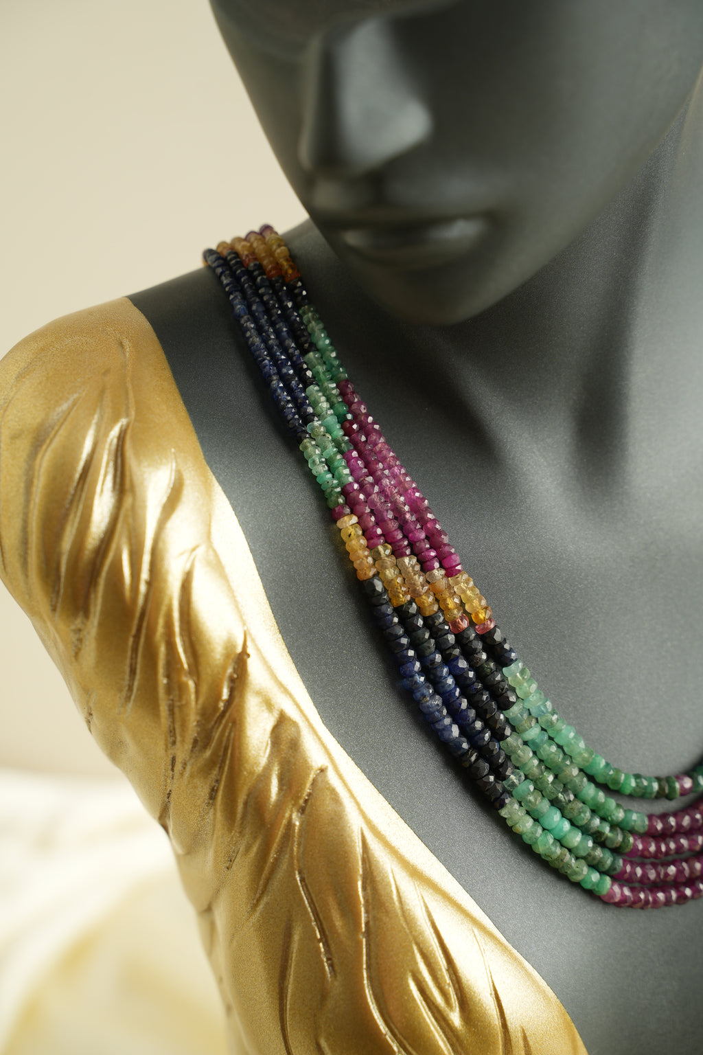 5 SIRALI DOĞAL TAŞ YAKUT ZÜMRÜT SAFİR - DGLTS 103