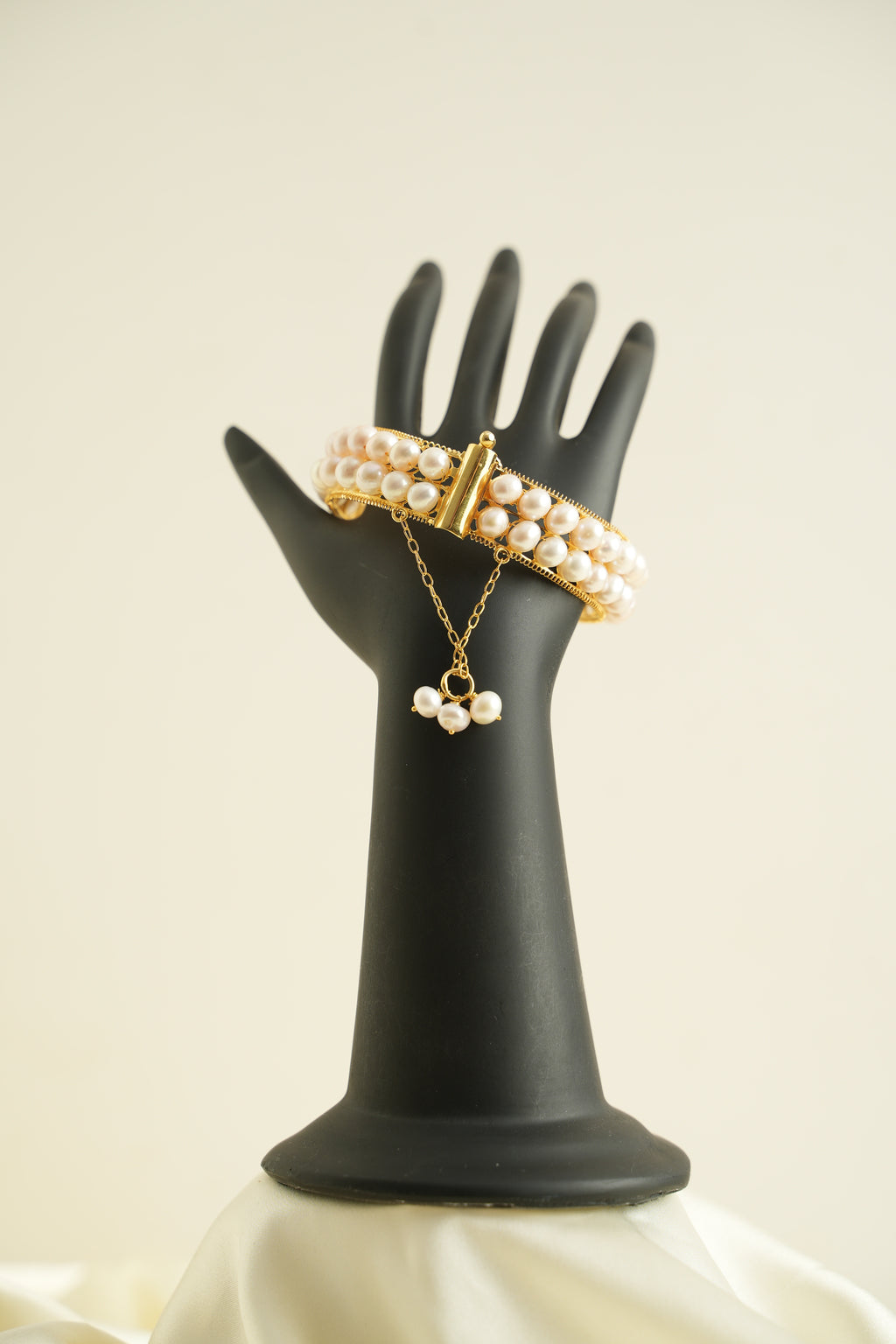 2 SIRALI ALTIN YALDIZLI GÜMÜŞ İNCİ KELEPÇE - ROSE 103