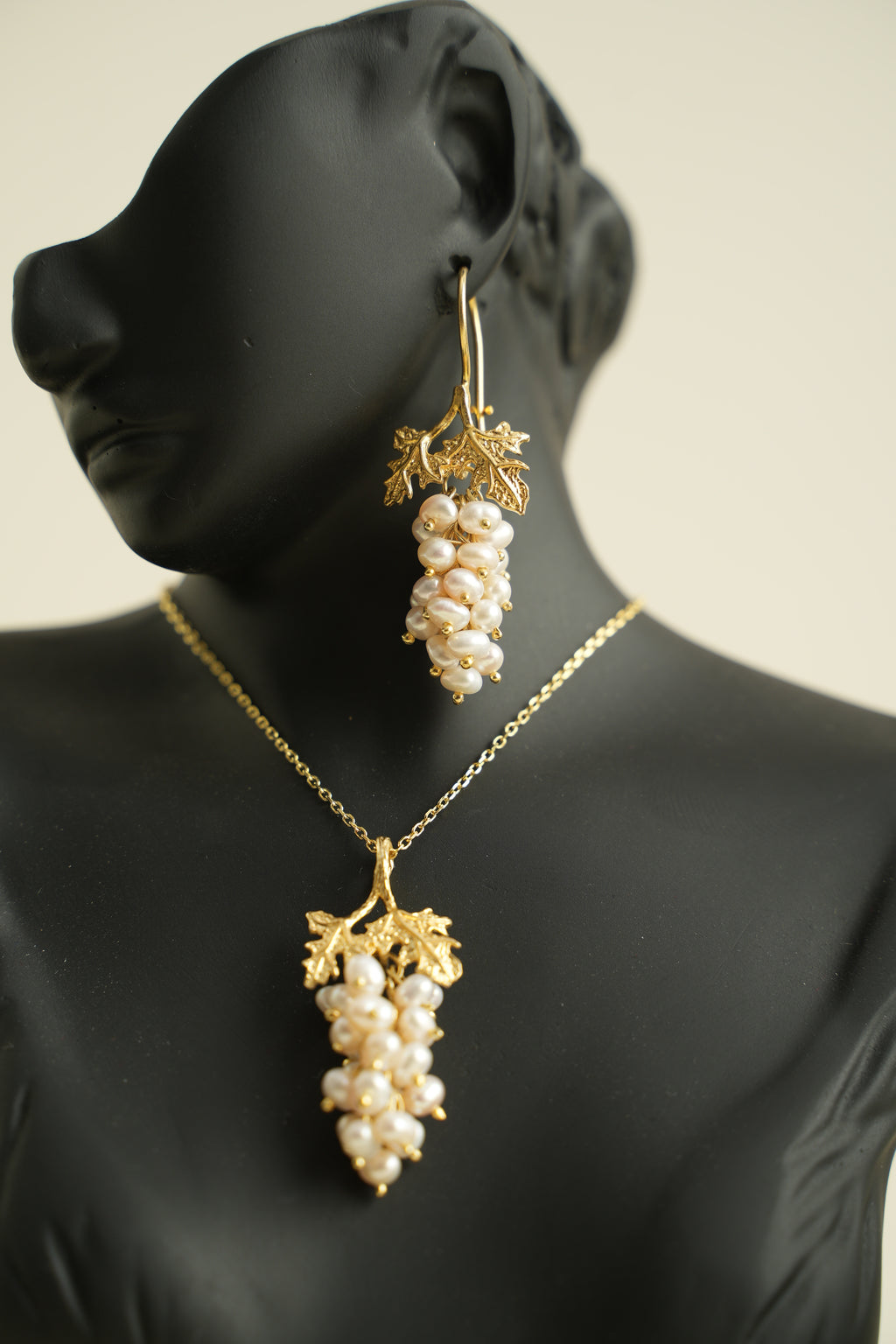 ÜZÜM SALKIMI ALTIN YALDIZLI GÜMÜŞ SET - ROSE 106