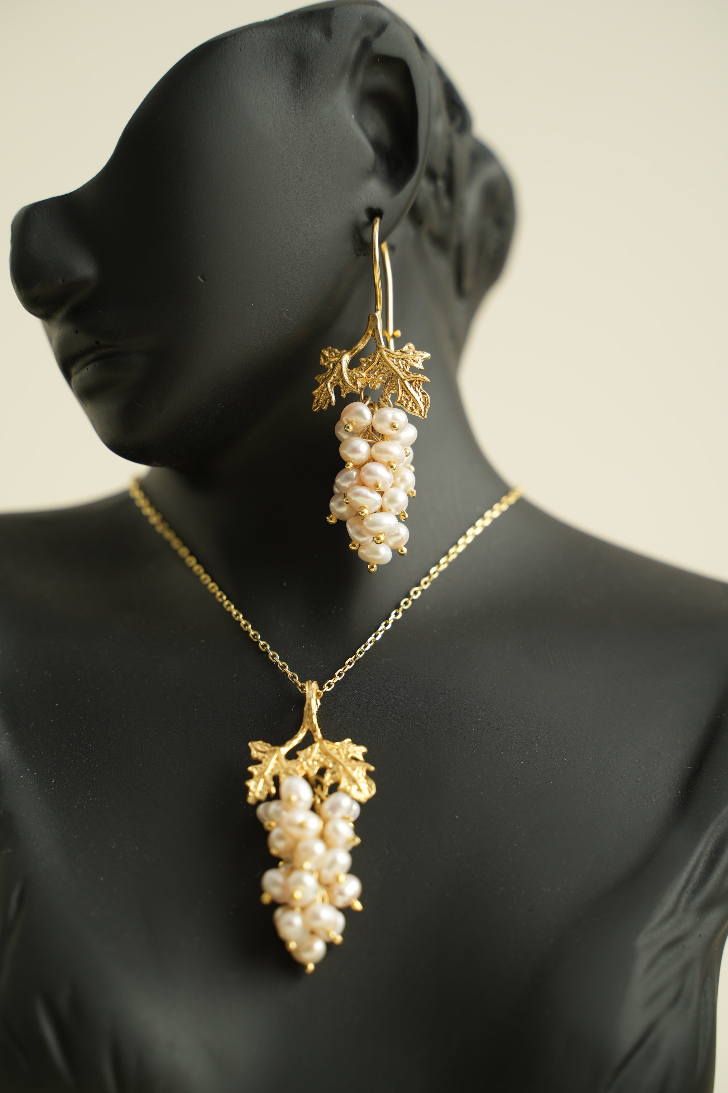 ÜZÜM SALKIMI ALTIN YALDIZLI GÜMÜŞ SET - ROSE 106