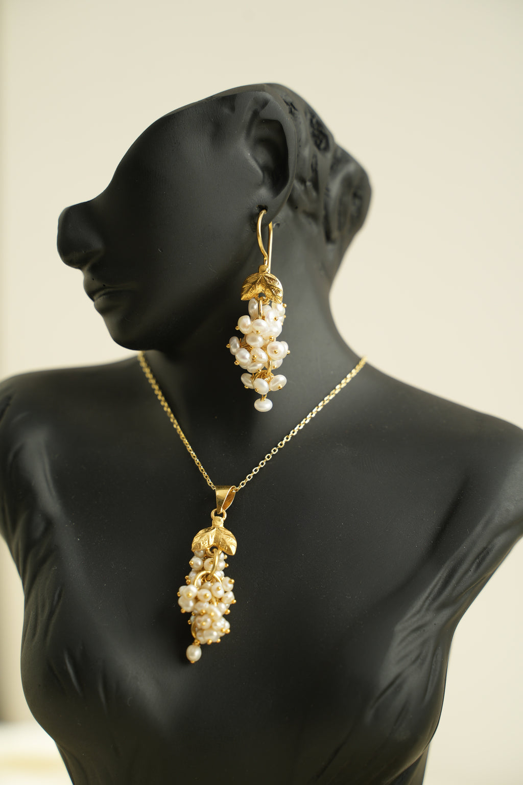 ÜZÜM SALKIMI ALTIN YALDIZLI GÜMÜŞ SET - ROSE 107